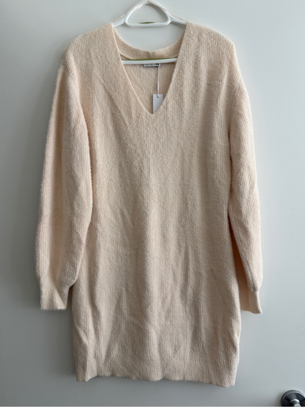Gentle Fawn Pale Cream V-Neck Long Sleeve Sweater Dress